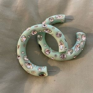 Bejeweled aqua hoop earrings Dannijo